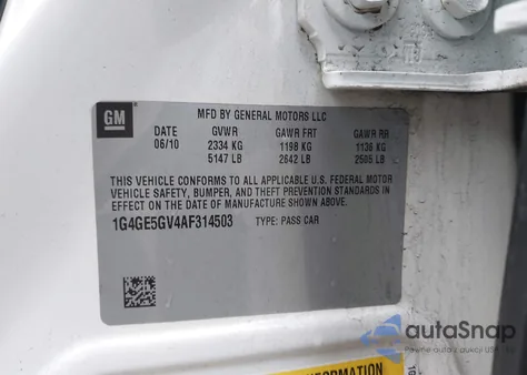 2010 Buick Lacrosse Cxs из США, поврежденный, VIN 1G4GE5GV4AF314503